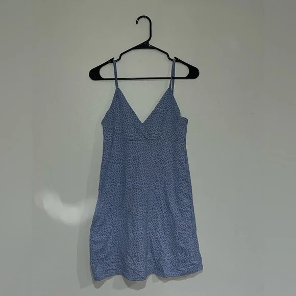 brandy melville blue amara dress Brandy Melville Women's Amara Dress Blue White Floral Mini Dress Size XS/S